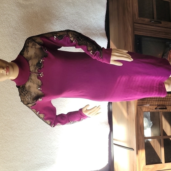 𝅺VENUS Lace Detail Sweater Dress Venus Lace Detail Sweater Dress Venus Lace - Picture 8 of 16